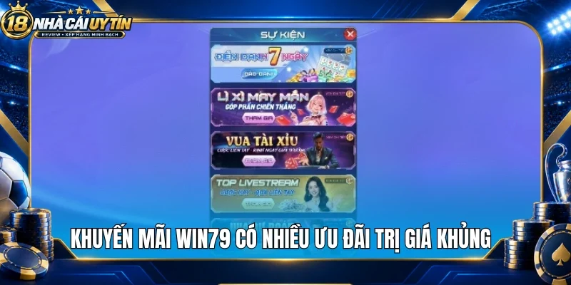 Khuyến mãi Win79 có nhiều ưu đãi trị giá khủng