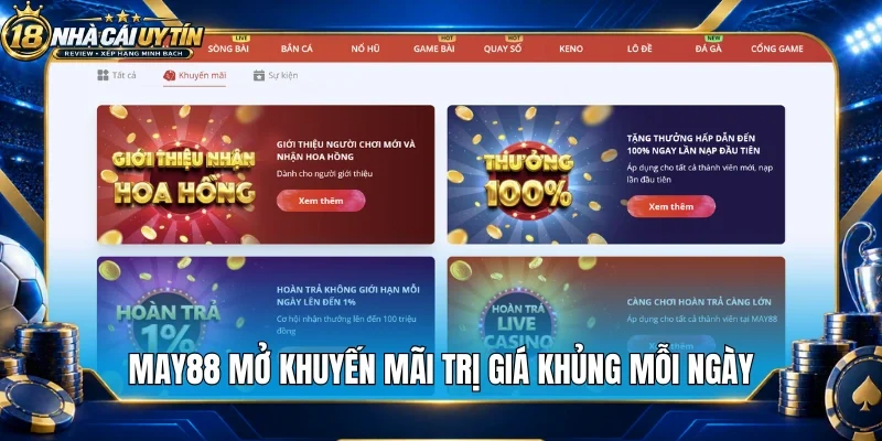 May88 mở khuyến mãi trị giá khủng mỗi ngày