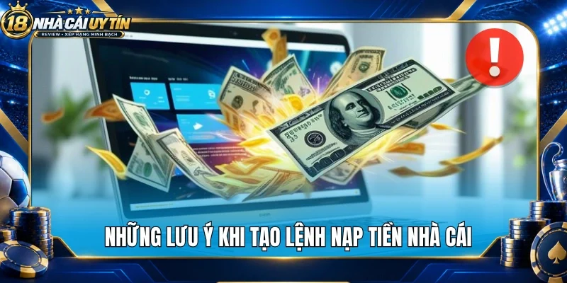 Những lưu ý khi tạo lệnh nạp tiền nhà cái