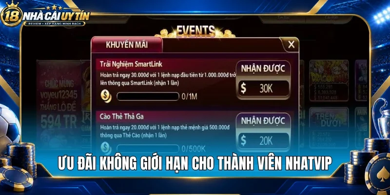 Ưu đãi không giới hạn cho thành viên Nhatvip