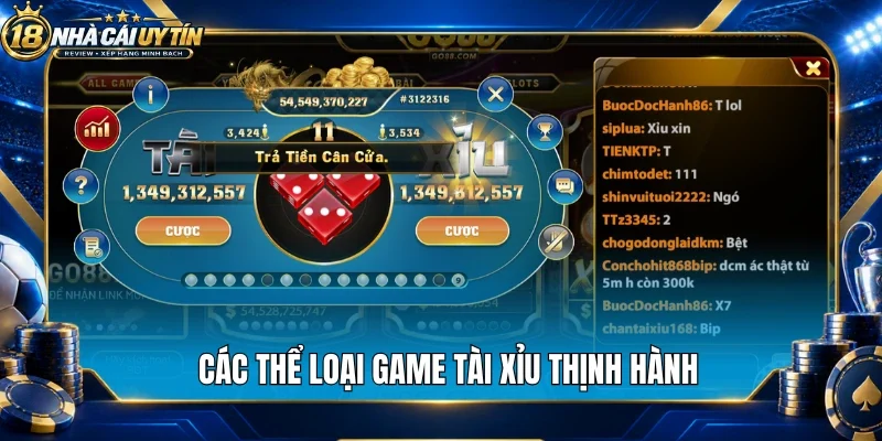 Các thể loại game tài xỉu thịnh hành