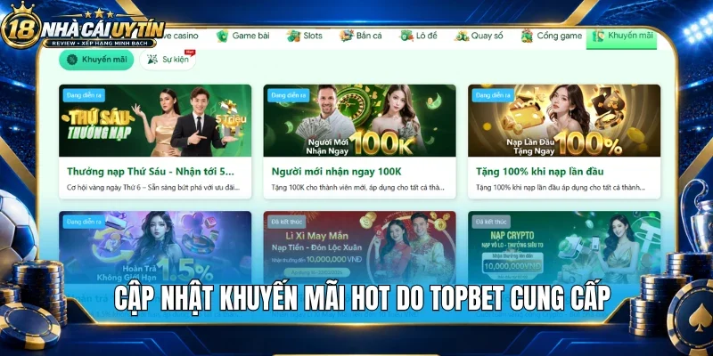 Cập nhật khuyến mãi hot do Topbet cung cấp