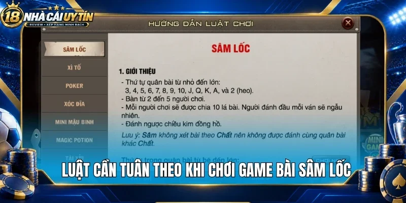 Luật cần tuân theo khi chơi game bài sâm lốc