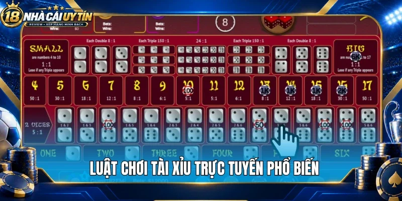Luật chơi tài xỉu trực tuyến phổ biến