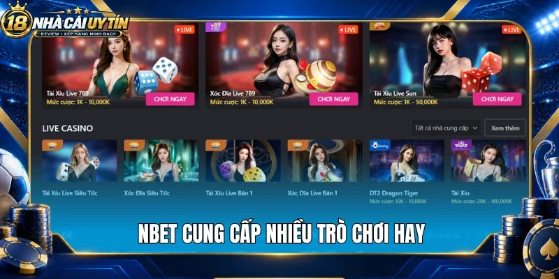 Nbet cung cấp nhiều trò chơi hay