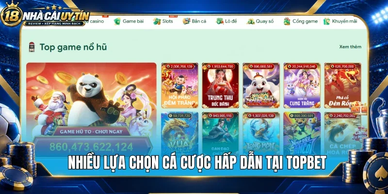 Nhiều lựa chọn cá cược hấp dẫn tại Topbet