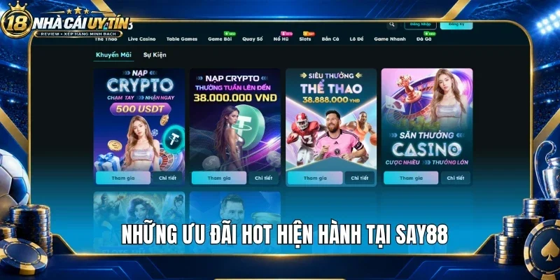 Những ưu đãi hot hiện hành tại Say88