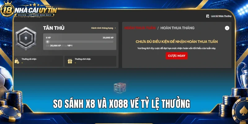 So sánh X8 và Xo88 về tỷ lệ thưởng