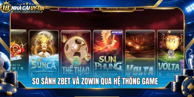 So sánh Zbet và Zowin thông qua hệ thống game