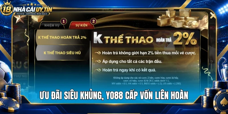 Ưu đãi siêu khủng, Yo88 cấp vốn liên hoàn