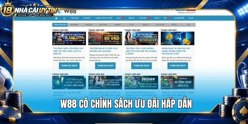W88 có chính sách ưu đãi hấp dẫn